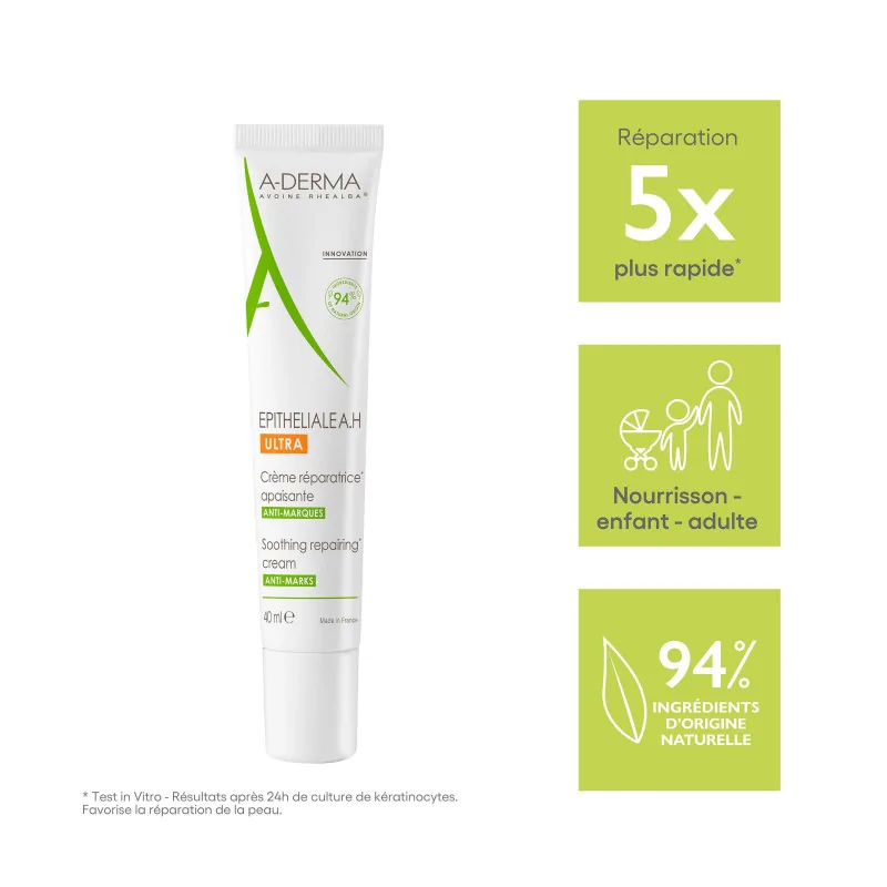 A-Derma Epitheliale A.H Ultra Crème réparatrice apaisante anti-marques 40 ML – Image 2