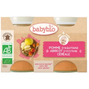 Babybio Pomme d’Aquitaine Abricot d’Occitanie Céréale 2X130G