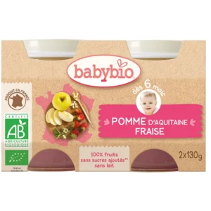 Babybio Pomme d’Aquitaine & Fraise 2X130G