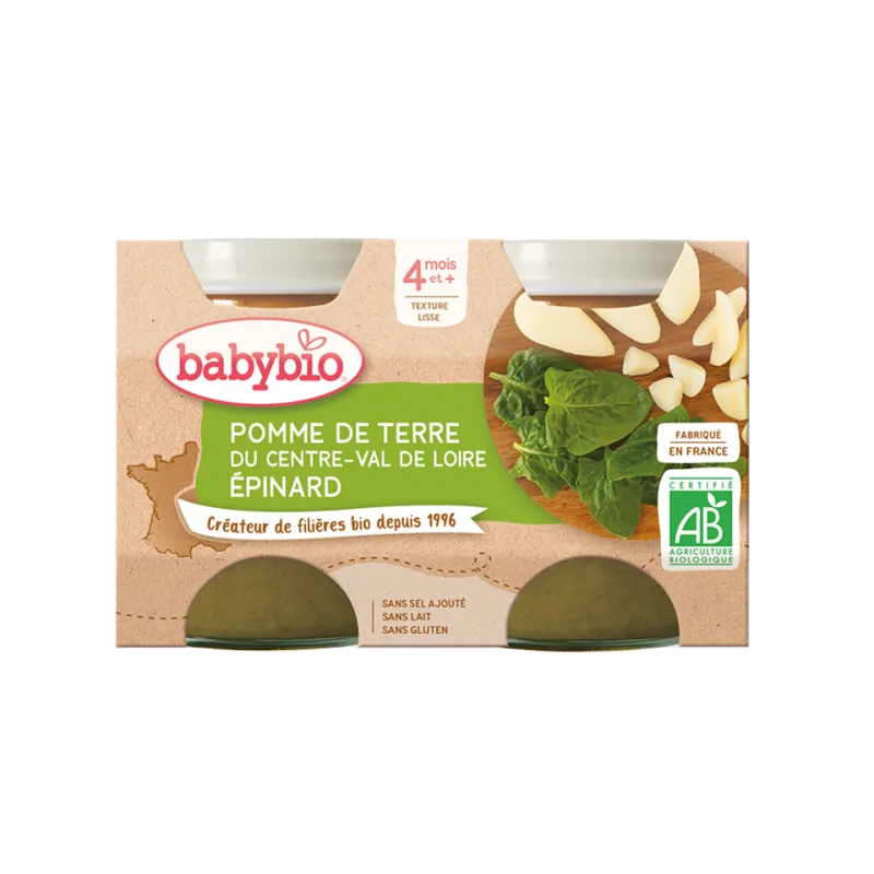 Babybio Pomme de Terre du Centre-Val de Loire Épinard 2X130G