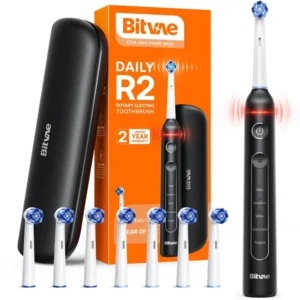 Bitvae Brosse à dents électrique BVR2 8 têtes + 1 étui de voyage noire