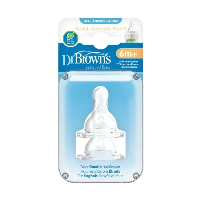 DR BROWNS TETINE COLE ETROIT NIVEAU 3 6MOIS+ PACK DE 2