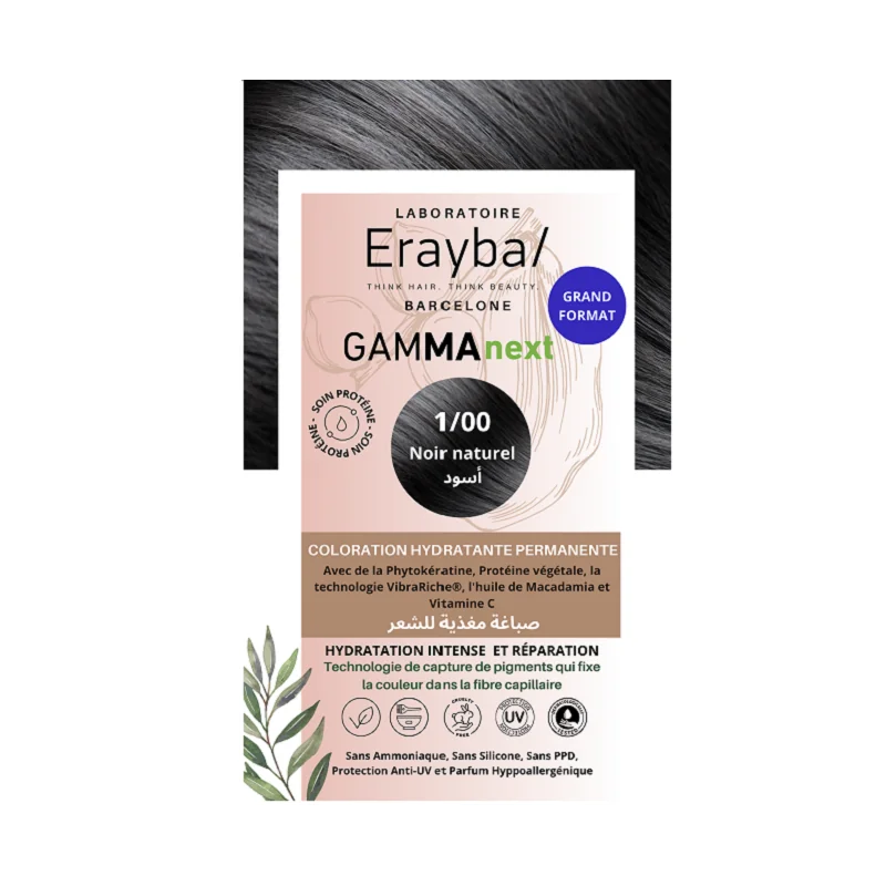 Erayba Gamma Next Coloration 1/00 Noir Naturel Coloration Hydratante Permanente