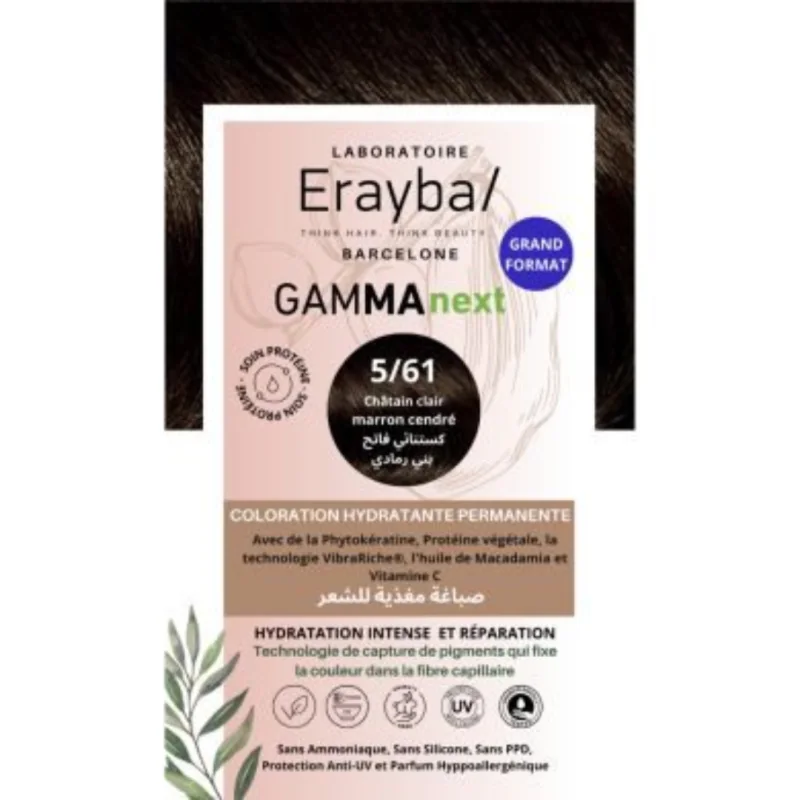 Erayba Gamma Next Coloration 5/61 chatin clair marron cendre Coloration Hydratante Permanente
