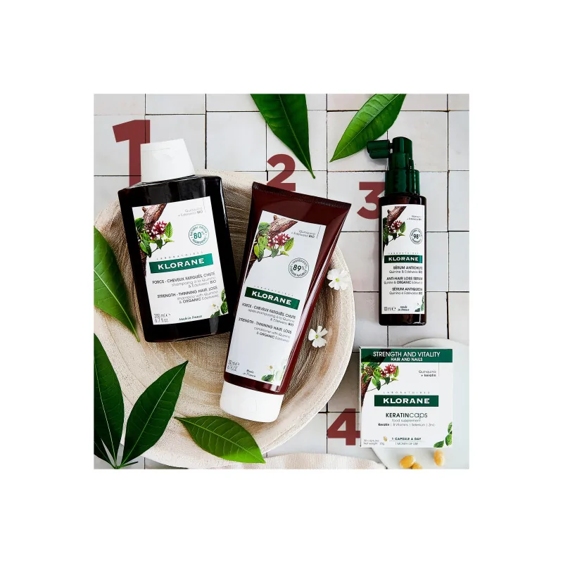 Klorane - Shampoing fortifiant à la Quinine & Edelweiss BIO - Chute de cheveux, cheveux fatigués 400 ml – Image 5