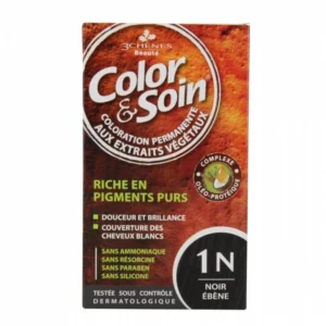 LES 3 CHENES COLOR & SOIN COLORATION PERMANENTE EXTRAITS VÉGÉTAUX 1N NOIR EBENE