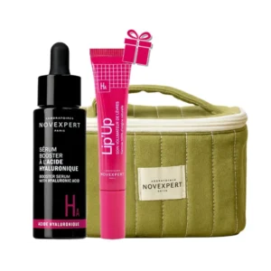 NOVEXPERT COFFRET SERUM BOOSTER A L ACIDE HYALURONIQUE ACHETE + LIP UP SOIN VOLUMATEUR DE LEVRES ET TROUSSE OFFERTS