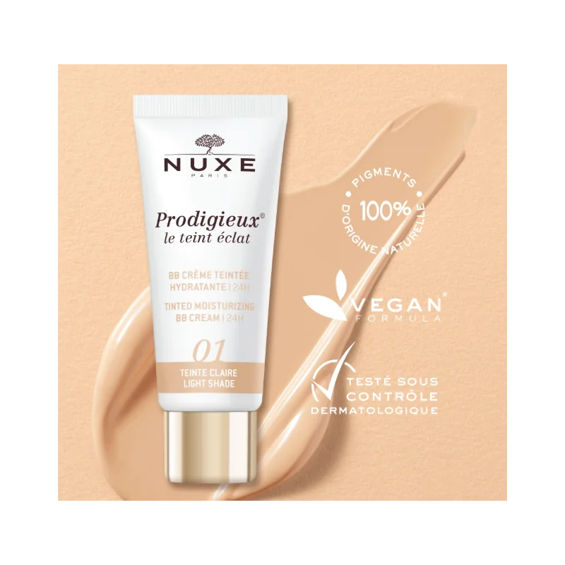 NUXE PRODIGIEUX LE TEINT ECLAT 01 BB CREME HYDRATANTE CLAIRE 30 ML - الصورة 2
