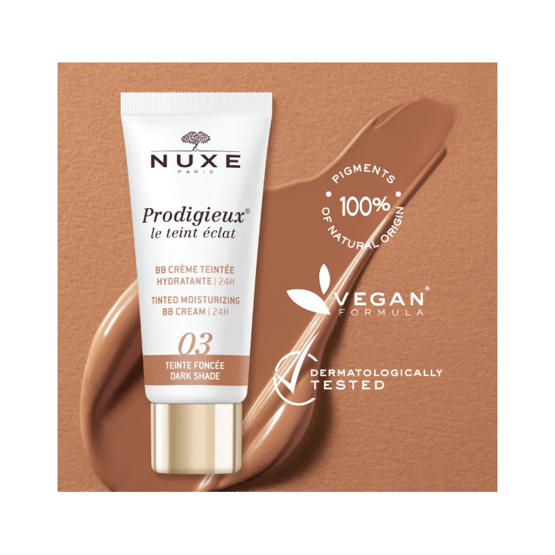 NUXE PRODIGIEUX LE TEINT ECLAT 03 BB CREME HYDRATANTE FONCEE 30 ML - الصورة 2