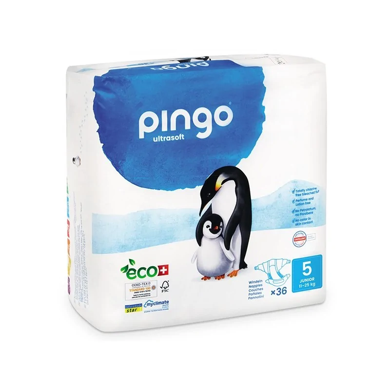PINGO COUCHES ÉCOLOGIQUES JETABLES JUNIOR TAILLE 5 (11-25KG) 36 COUCHES - الصورة 2