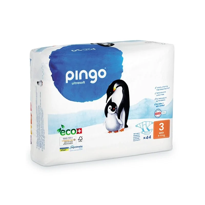 PINGO COUCHES ÉCOLOGIQUES JETABLES MIDI TAILLE 3 (4-9KG) 44 COUCHES – Image 2