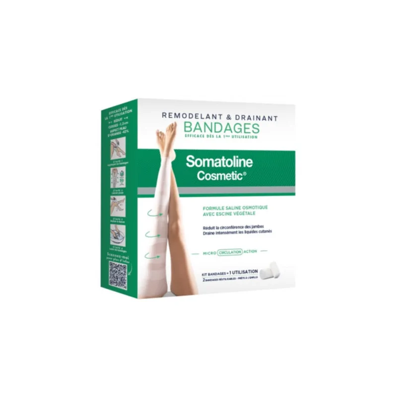 SOMATOLINE BANDAGES RÉUTILISABLE REMODELANT DRAINANT KIT X2